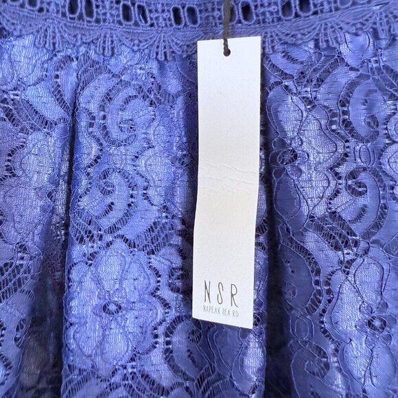 Blue Lace Mini Dress Cocktail Medium - Picture 13 of 14